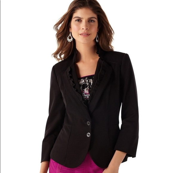 WHBM Seasonless Ruffle Lapel Jacket, Sz 10 - Picture 1 of 7